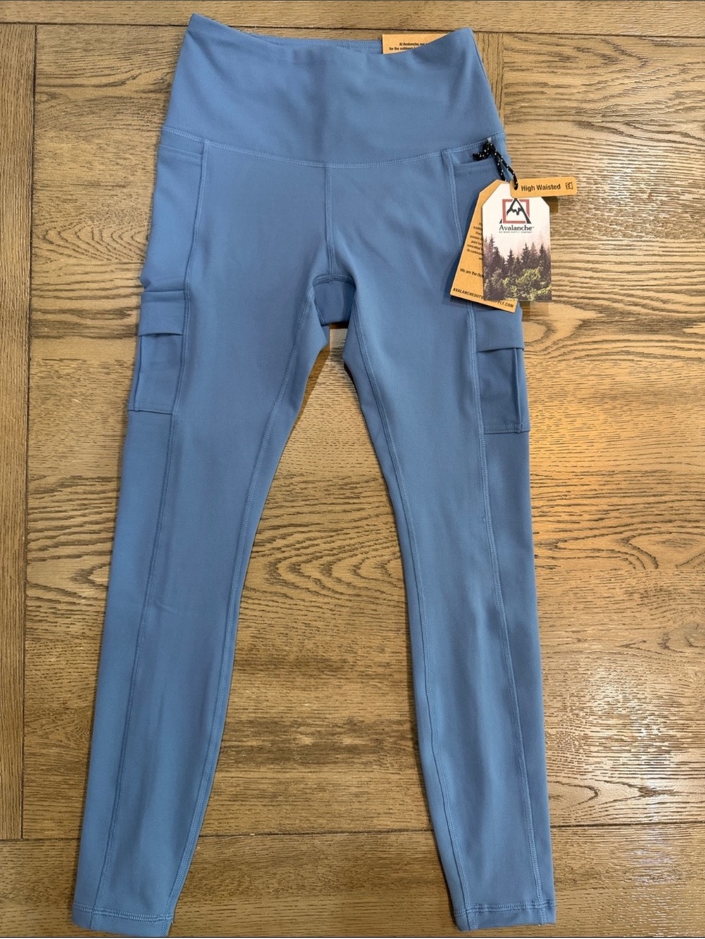 NWT Avalanche Dusty Blue High-Waist Compression 4 Way Stretch Leggings W Pockets